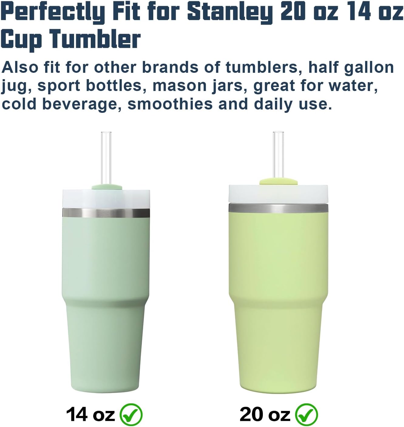 10 PCS Straw Cleaner Brush and 5Pcs Replacement Clear Straw for Stanley Cup 14oz 20oz Tumbler