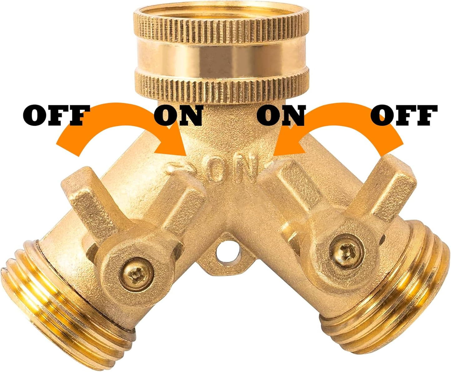 Hose Splitter, Garden Hose Splitter Heavy Duty 2 Way, Solid Brass Water Hose Y Splitter 2 Valves with 2 Extra Rubber Washers