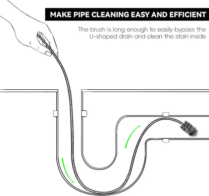 Flexible Drain Brush, 66 Inch Lg Double Ended Hose Pipe and 58 Inch Tube Cleaning Brush and 2 Pack 8 Inch Straw Cleaner Brush