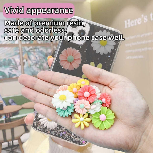 100 Flatback Resin Daisy Flowers for Craft DIY Flower Cabochons Jewelry Making Scrapbooking Embellishments Mixed Color Sunflower Slime Charms Hair Clip Phone Case Decor