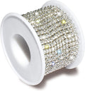 1 Roll 10 Yards 3MM Crystal Rhinestone Close Chain Trim for Sewing Craft DIY Decoration Jewelry Silver Claw Cup Diamond Trimming Clear (SS12) silver