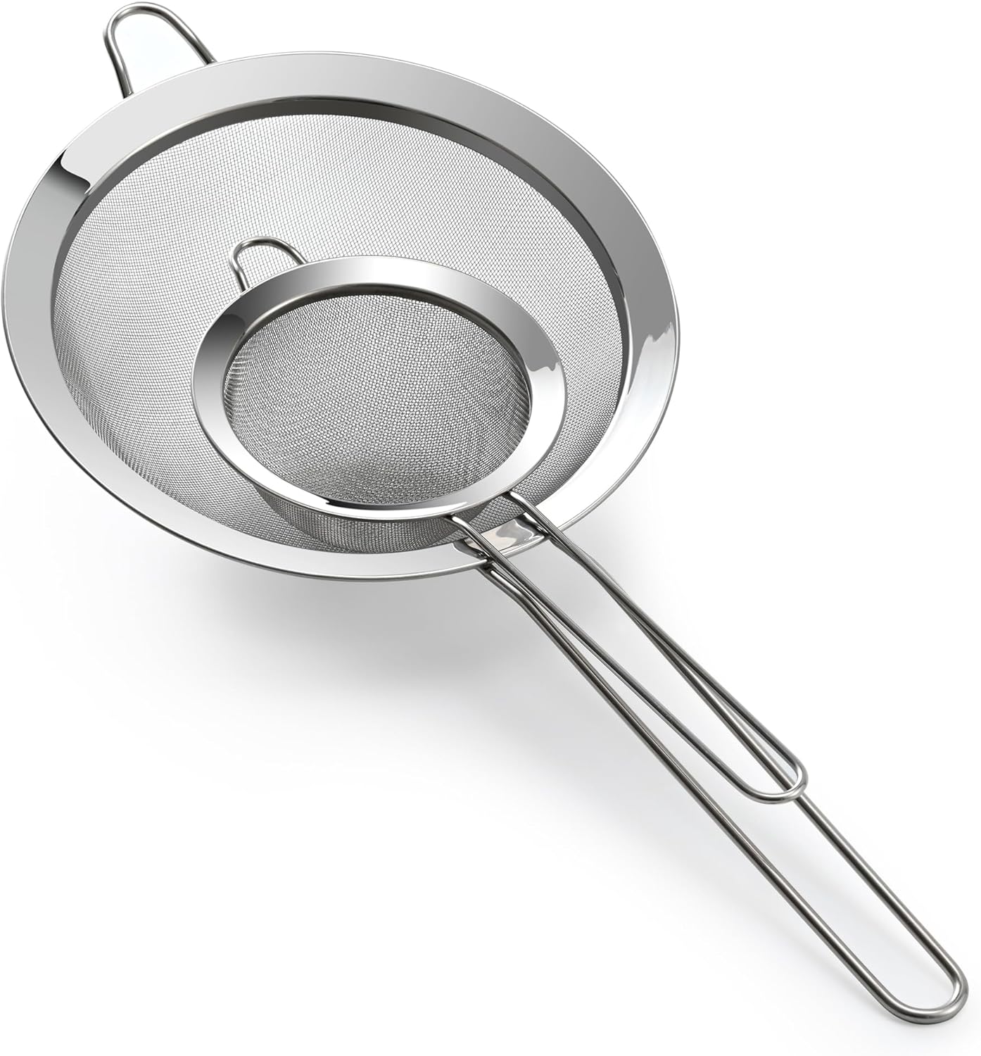 Premium 304 Stainless Steel Fine Mesh Strainer – Multi-Use Colander, Sieve, and Filter for Rice, Juice, Quinoa, Flour, Baking, Cooking, Meal Prep Durable, Easy-to-Clean Kitchen Tool  7.1 in + 3.9