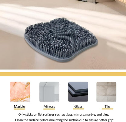 Extra Thicker & Larger Foot Scrubber Mat for Shower, Silicone Back Body Exfoliator Massager Cleaner Washer with Non Slip Suction Cup, Exfoliating Scrub Brush Pad Women Men Elderly