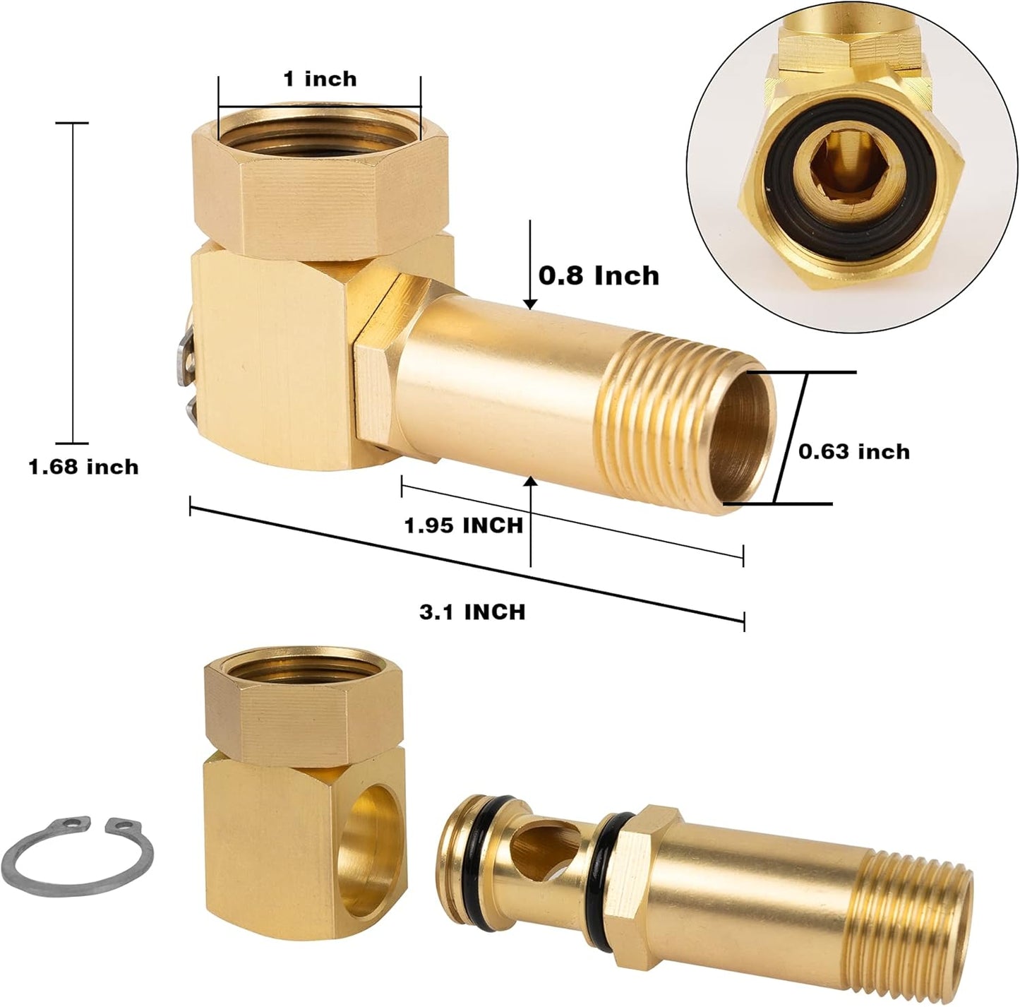 Garden Hose Adapter, Brass Replacement Part Swivel, Hose Reel Parts Fittings