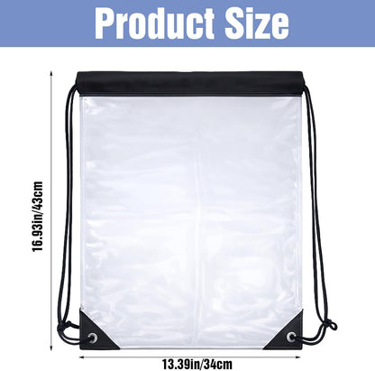 2 Pcs Clear Backpack for Stadium Events, Waterproof PVC Drawstring See Through Bag for Men and Women, Ideal for Gym Stadium Events Concert Colleges Work Festivals Travel Shopping (17x13 Inch)