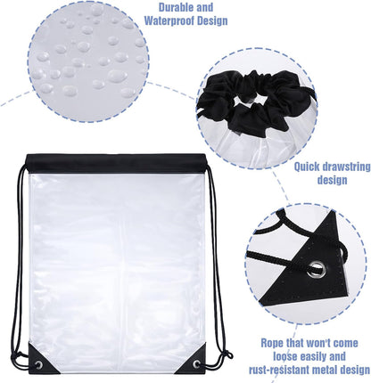 2 Pcs Clear Backpack for Stadium Events, Waterproof PVC Drawstring See Through Bag for Men and Women, Ideal for Gym Stadium Events Concert Colleges Work Festivals Travel Shopping (17x13 Inch)