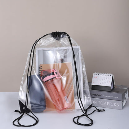 2 Pcs Clear Backpack for Stadium Events, Waterproof PVC Drawstring See Through Bag for Men and Women, Ideal for Gym Stadium Events Concert Colleges Work Festivals Travel Shopping (17x13 Inch)