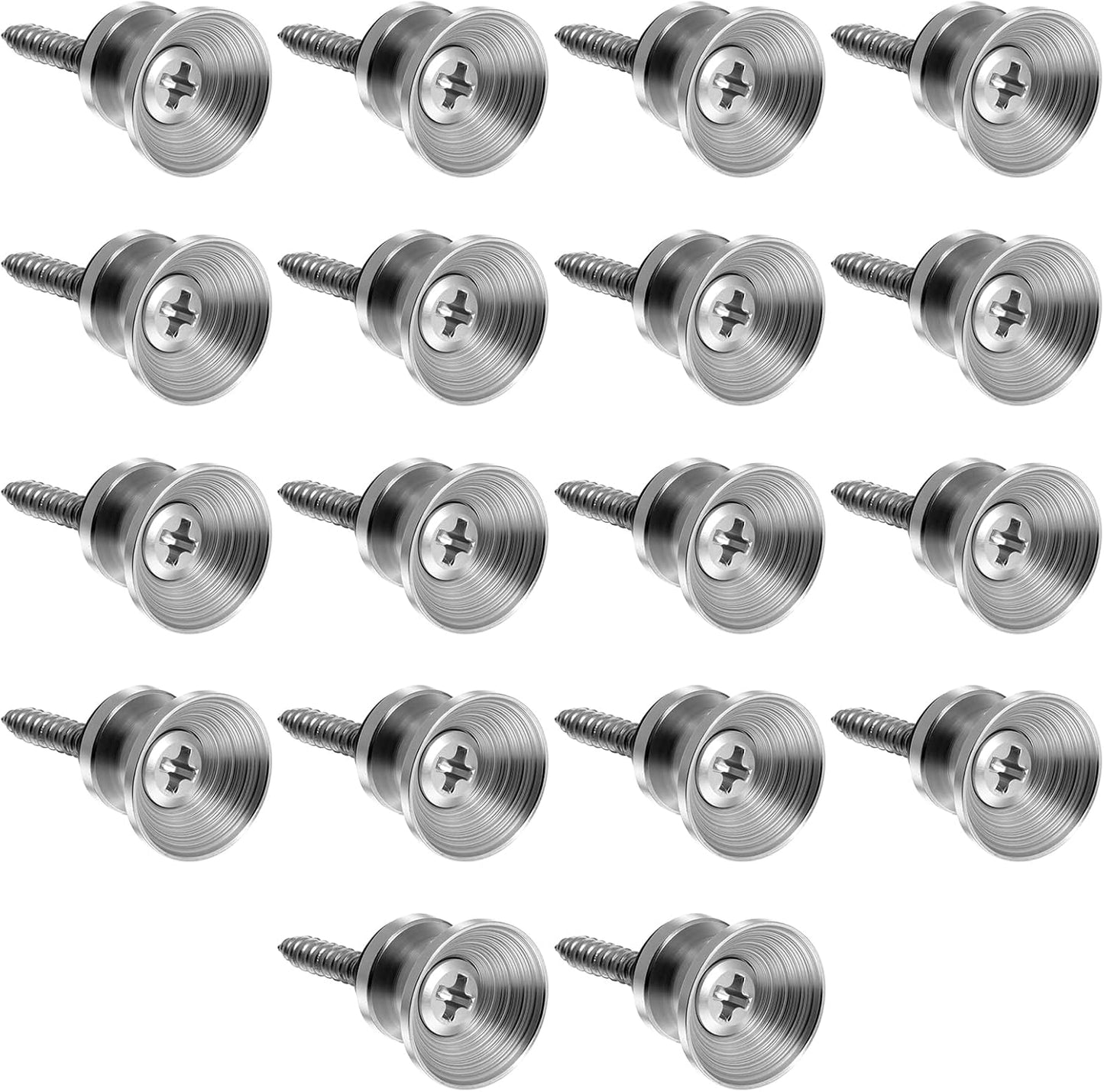 Xindojuz 18 PCS Guitar Strap Button, Metal Guitar Strap Peg Buttons Locks End Pins with Mounting Screws, Anti Slipping Music Parts for Acoustic Classical Electric Guitars Bass Ukulele (Silver)