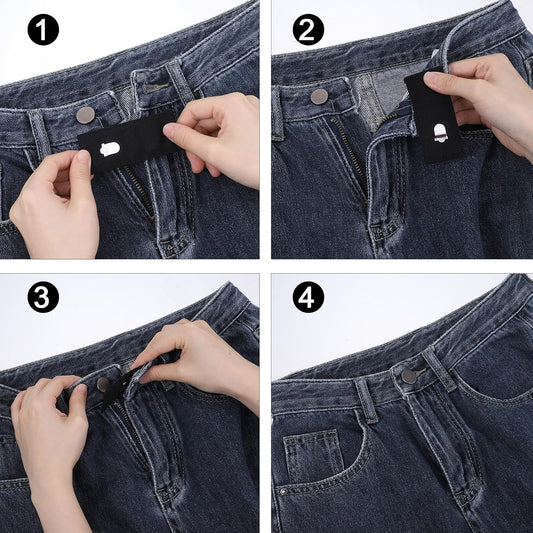 Xinjoduz 8 pcs Black Hook Waist Band Extenders, Pants Waist Extenders with Metal Hook Adjustable Waistband Extender for Men Women, Pants, Jeans, Skirts, Trousers Fasteners