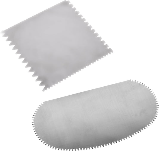 2Pcs Mud Rib Pottery Clay Ribs Stainless Steel Serrated Scraper Crafts Tool, Ceramics Clay Sculpting Tools Kit for Sculpture Pottery