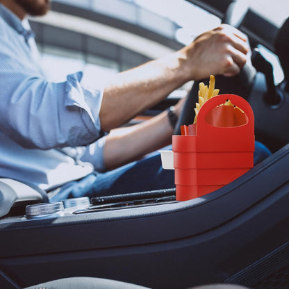 French Fry Holder and Dip Sauce Holder Set for Car, Mini Sauce Holder for On-The-Go Snacking, Idea for Men and Women Stocking Stuffer, for Holiday Present (Red)
