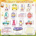 Glenmal 36 Pcs Happy Easter Ornaments for Tree Easter Wooden Hanging Ornaments Egg Bunny Tree Decorations Spring Gnome Chick Wood Slices Pendant with Rope for Home Spring Party Decor