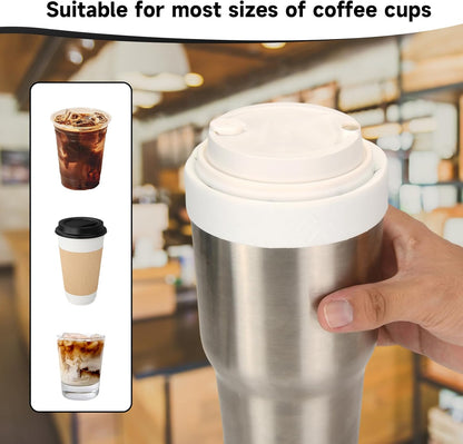 Silicone Ring for 30 & 40 oz Stainless Steel Tumbler,Reusable Iced Coffee Cup Ring,Durable Drink Sleeve for Cold Beverages, Leak-Proof Lid for Iced Coffee,Hot Drinks (White x 2)