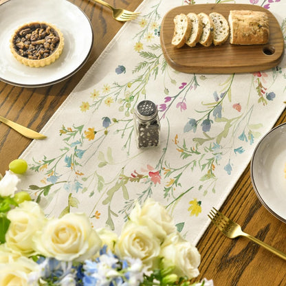 Wildflowers Bloom Flowers Spring Table Runner, Seasonal Summer Floral Kitchen Dining Table Decoration for Home Party Decor 13x72 Inch