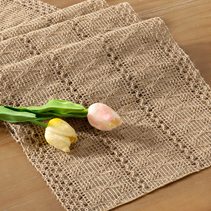 Boho Table Runner Valentine's Day Farmhouse Burlap Jute Bamboo Rustic Dining Kitchen Centerpiece Decor Small Macrame Woven Coffee Table Runner for Dresser Scarf Home Decor 12x36 inch