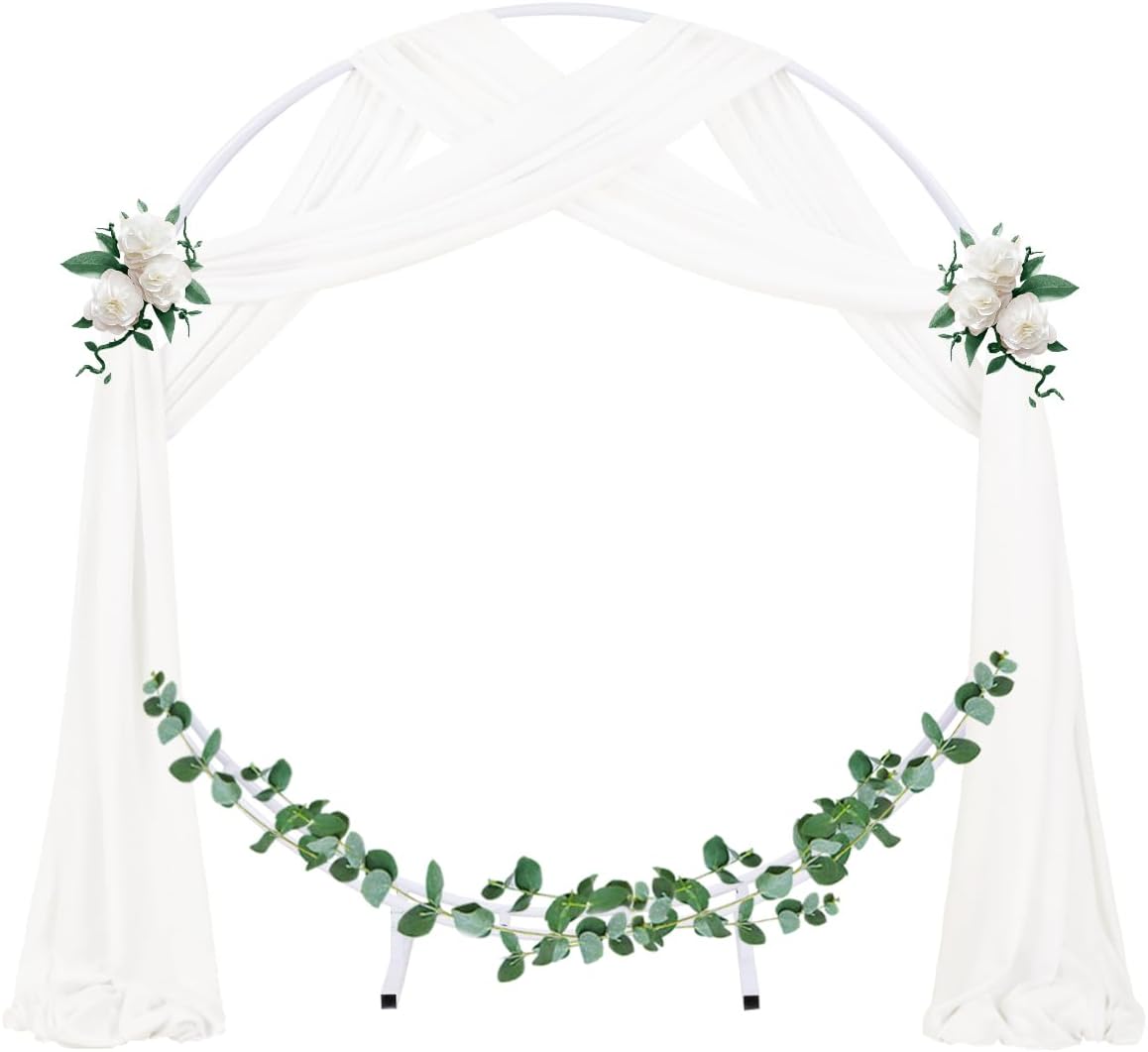 Wedding Arch Draping Fabric 1 Panel 29" x 19Ft Ivory Sheer Chiffon Curtain Drapes 6 Yards for Wedding Ceremony Birthday Party Decoration