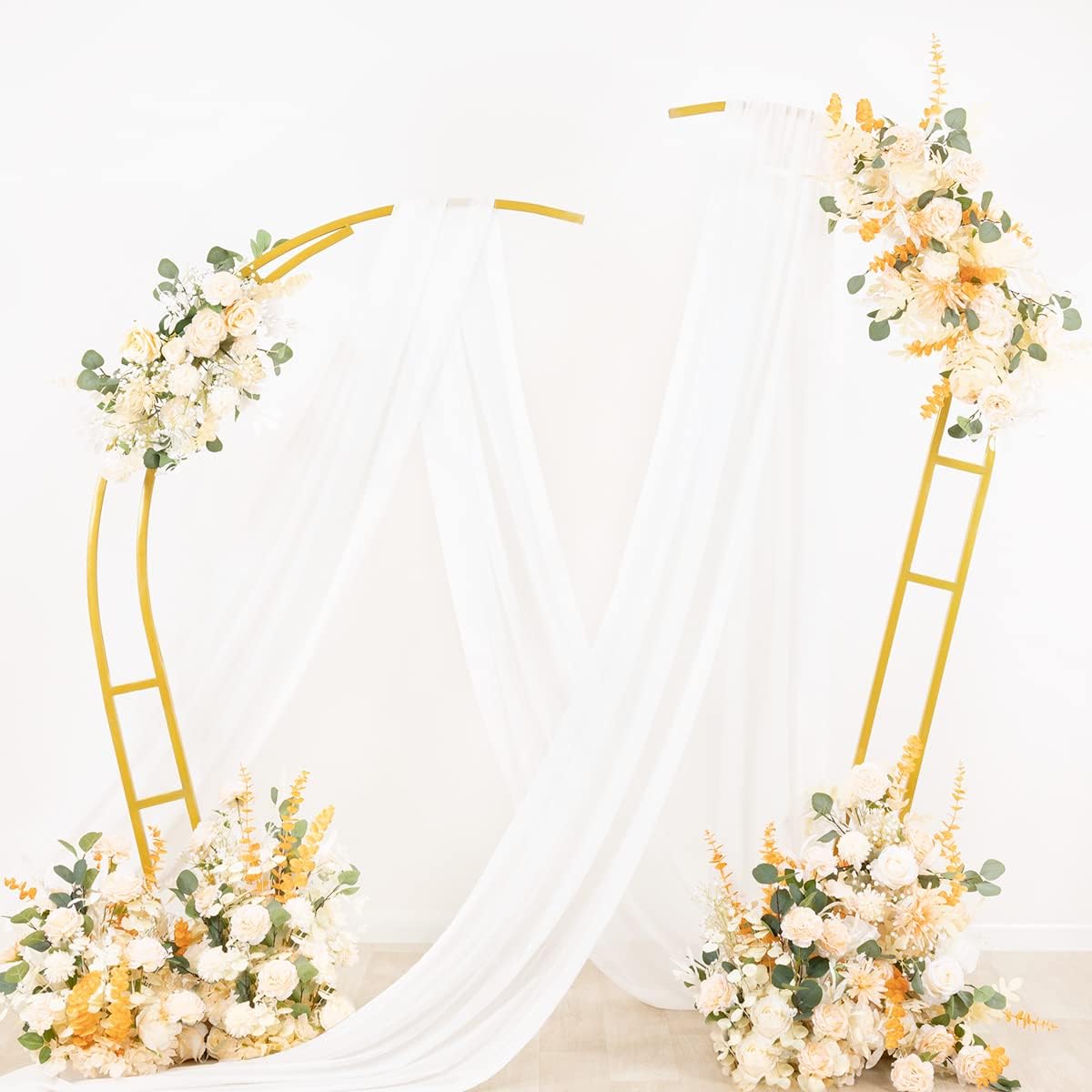 Wedding Arch Draping Fabric 1 Panel 29" x 19Ft Ivory Sheer Chiffon Curtain Drapes 6 Yards for Wedding Ceremony Birthday Party Decoration