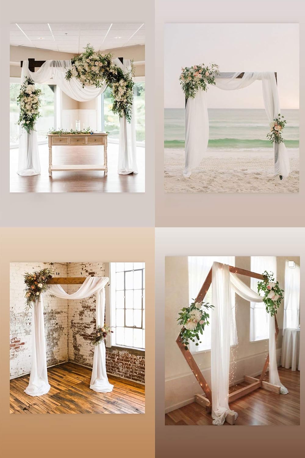 Wedding Arch Draping Fabric 1 Panel 29" x 19Ft Ivory Sheer Chiffon Curtain Drapes 6 Yards for Wedding Ceremony Birthday Party Decoration