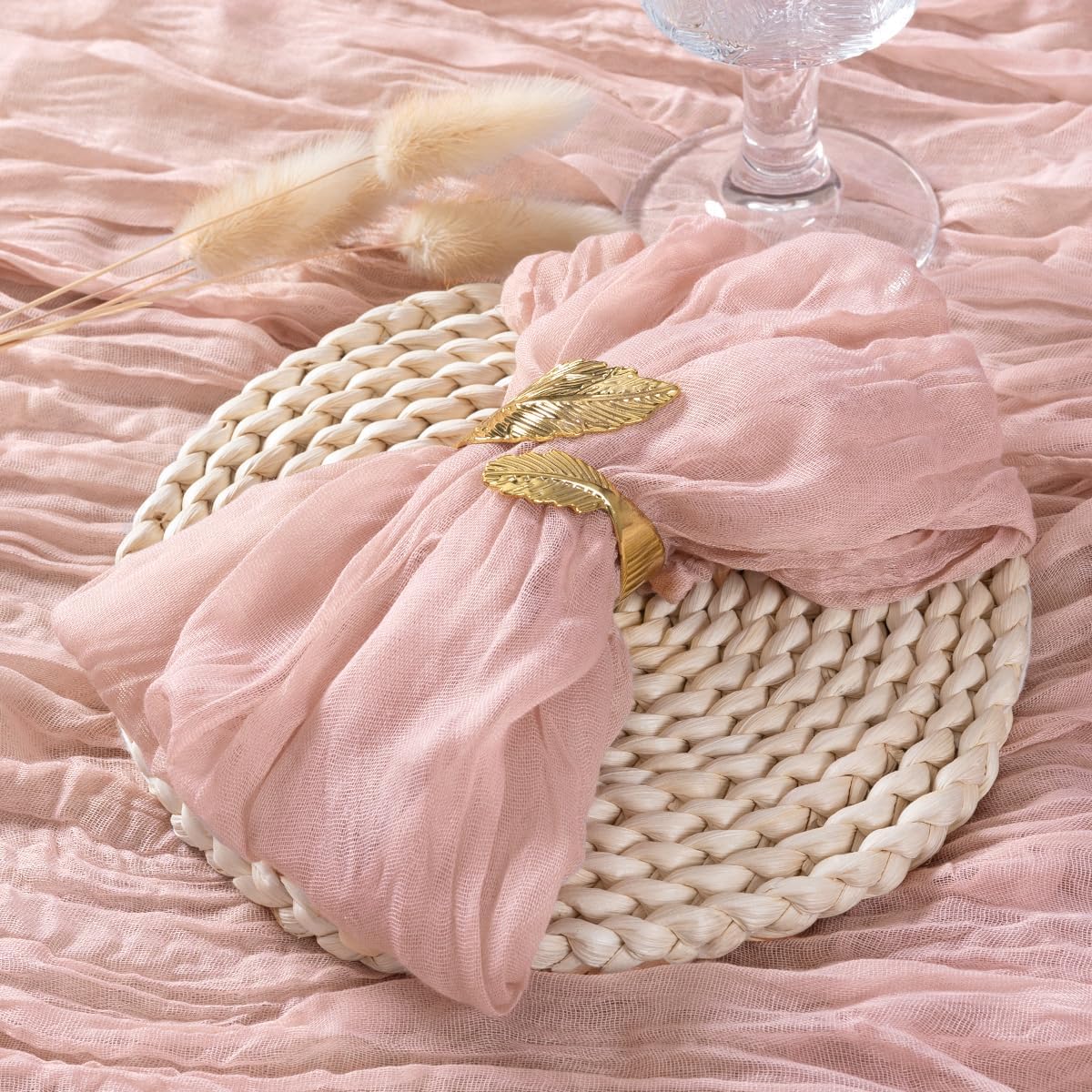 Pink Cheesecloth Napkins Easter Spring Cheese Cloths Gauze Set of 10 Boho Washable Dinner Table Napkins for Wedding Party Baby Shower Birthday Party Decor