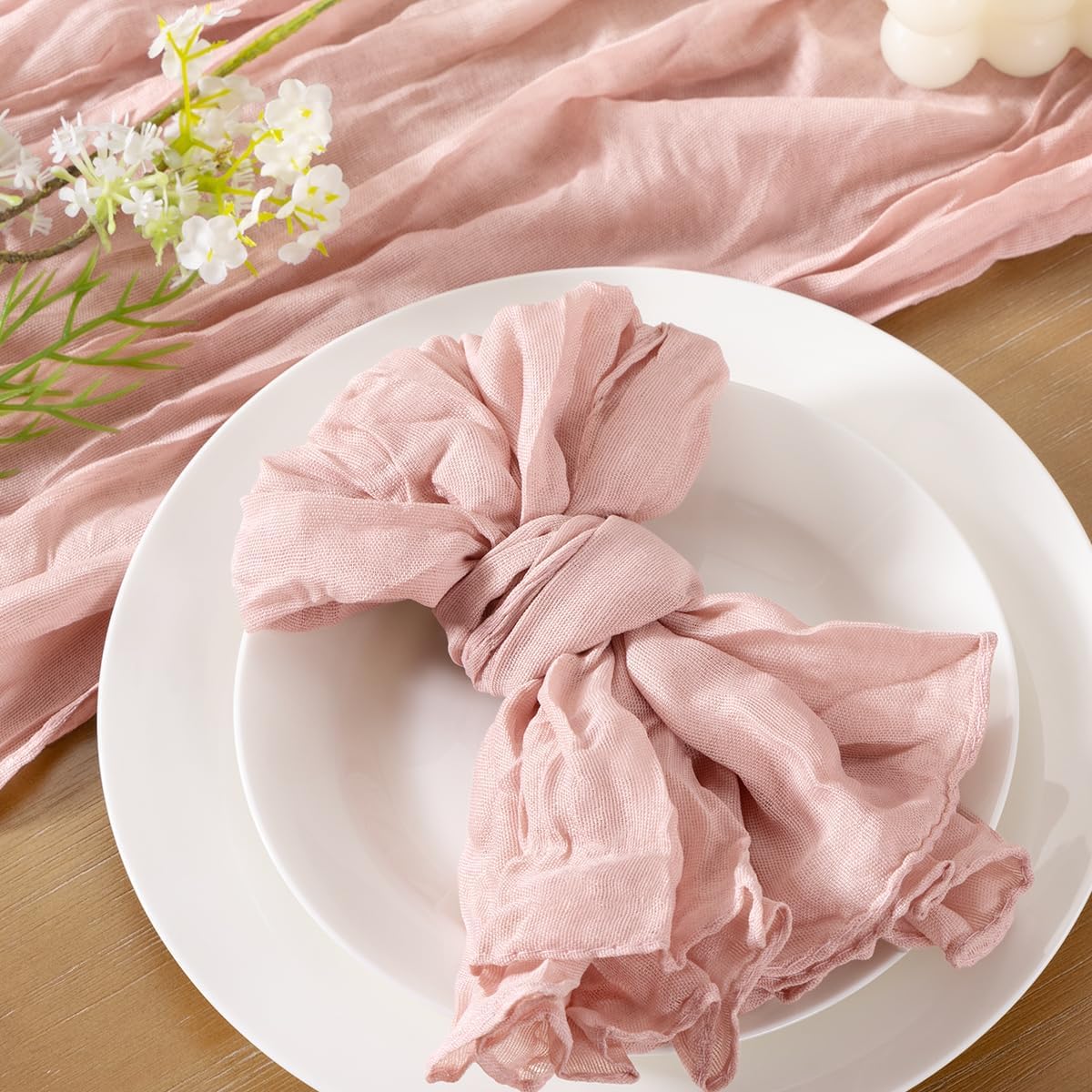 Pink Cheesecloth Napkins Easter Spring Cheese Cloths Gauze Set of 10 Boho Washable Dinner Table Napkins for Wedding Party Baby Shower Birthday Party Decor