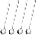 4 Pack Stainless Steel Coffee Spoon, 6.7 Inch Stirring Spoons, Cocktail Stirring Spoons for Coffee Tea Dessert Cake Ice Cream Cappuccino (Silver)