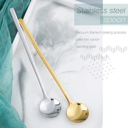 4 Pack Stainless Steel Coffee Spoon, 6.7 Inch Stirring Spoons, Cocktail Stirring Spoons for Coffee Tea Dessert Cake Ice Cream Cappuccino (Silver)