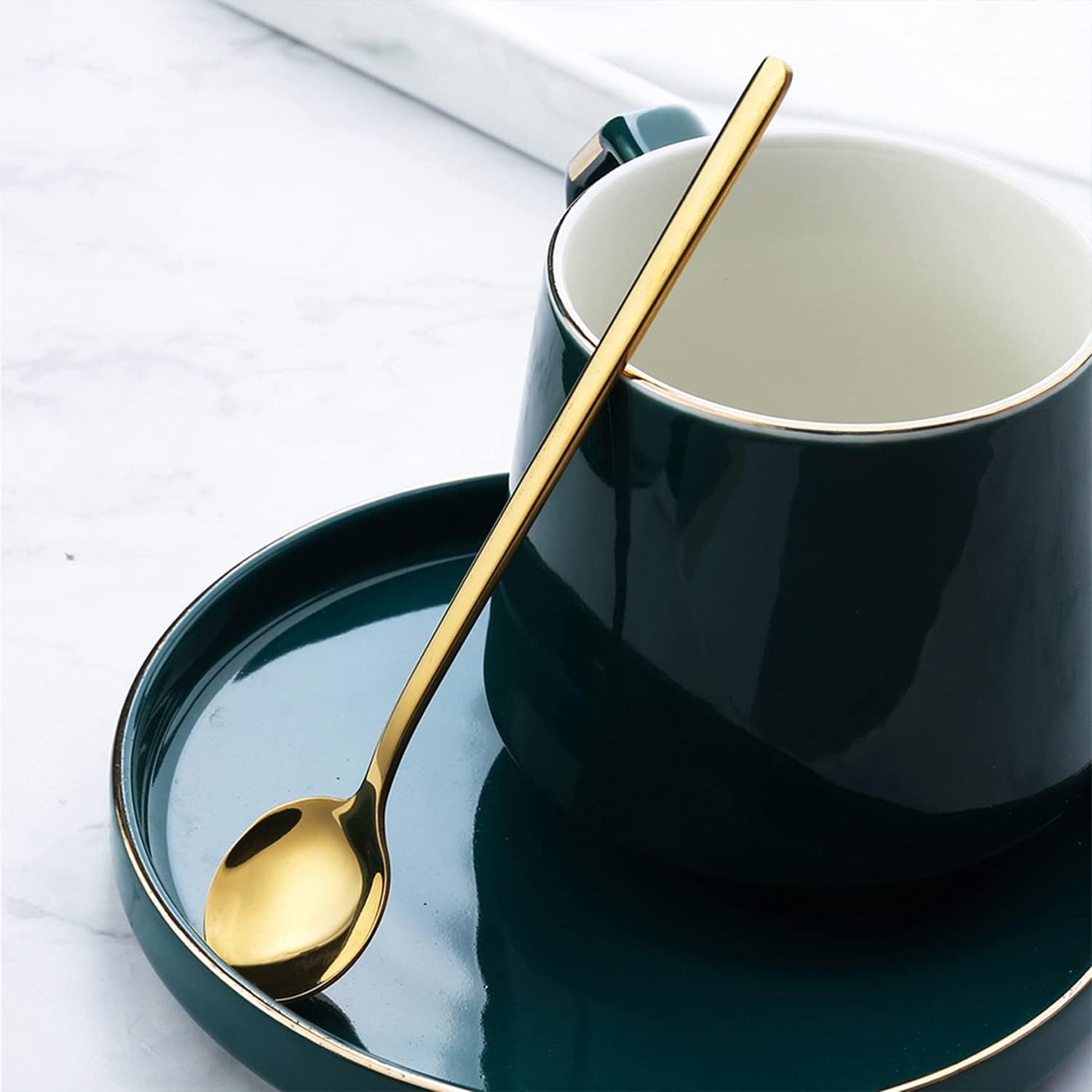 4 Pack Stainless Steel Coffee Spoon, 6.7 Inch Stirring Spoons, Cocktail Stirring Spoons for Coffee Tea Dessert Cake Ice Cream Cappuccino (Silver)
