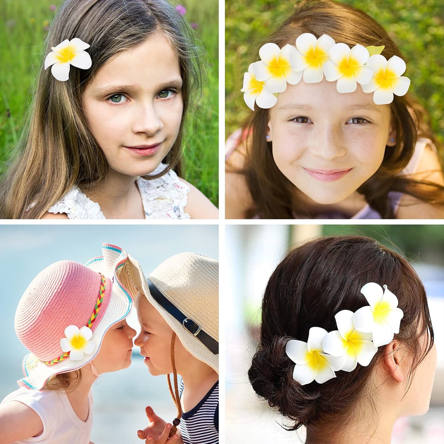 50PCS 2.7" Foam Plumeria Flower Heads, Tropical Artificial Hawaiian Frangipani for Hair Hat Wreath, DIY Crafts, Spring Wedding Decor