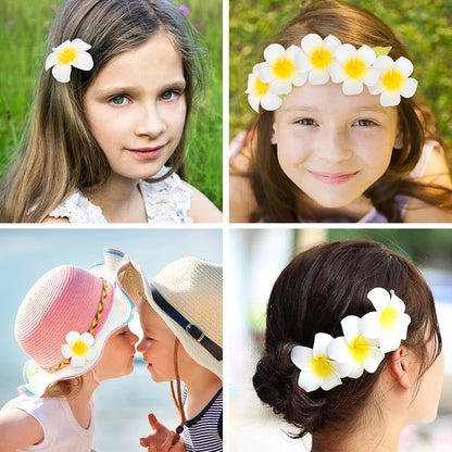 50PCS 2.7" Foam Plumeria Flower Heads, Tropical Artificial Hawaiian Frangipani for Hair Hat Wreath, DIY Crafts, Spring Wedding Decor