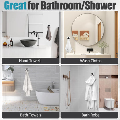 3 Pack Stainless Steel Kitchen Towel Hooks for Shower Wall Bathroom Self Adhesive Dish Towel Holder Hangers for Tea Cabinet Door Rag Grabber (Silver)
