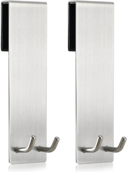 Shower Door Towel Hook Extended Length, No Drilling & Adhesive Needed Stainless Steel Bathroom Hangers for Frameless Shower Stall Wall