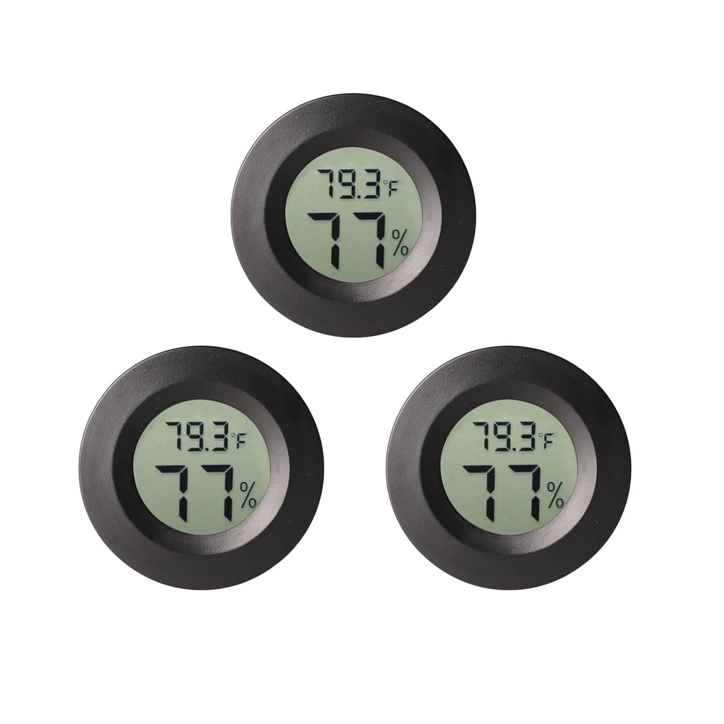 3pcs Mini Hygrometer Thermometer Indoor Outdoor Round Humidity Meter Fahrenheit Celsius Switchable Temperature Gauge Humidity Sensor Monitor for 3D Printer Reptile Jars