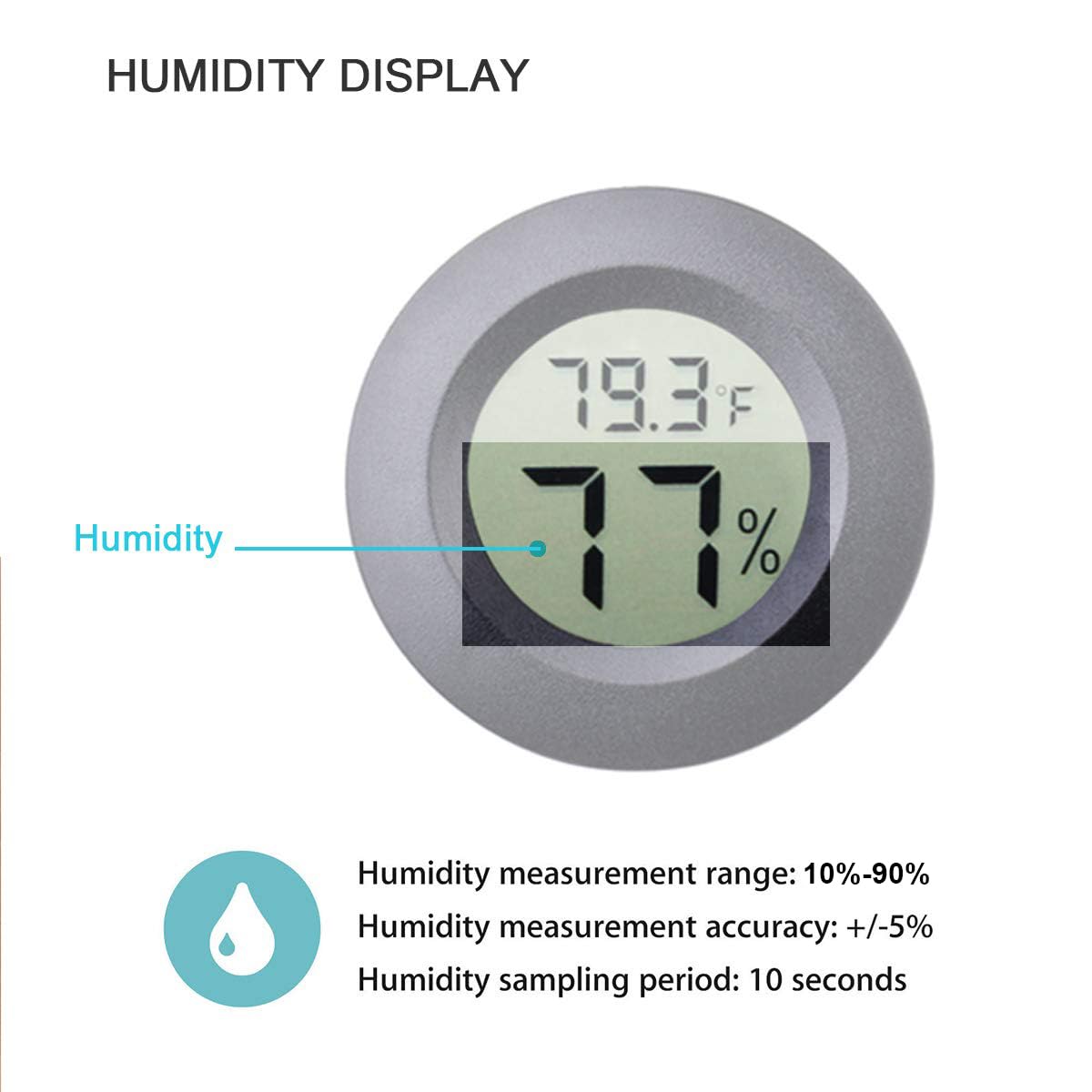 3pcs Mini Hygrometer Thermometer Indoor Outdoor Round Humidity Meter Fahrenheit Celsius Switchable Temperature Gauge Humidity Sensor Monitor for 3D Printer Reptile Jars