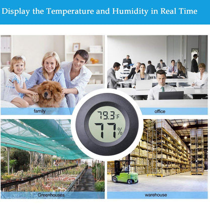 3pcs Mini Hygrometer Thermometer Indoor Outdoor Round Humidity Meter Fahrenheit Celsius Switchable Temperature Gauge Humidity Sensor Monitor for 3D Printer Reptile Jars