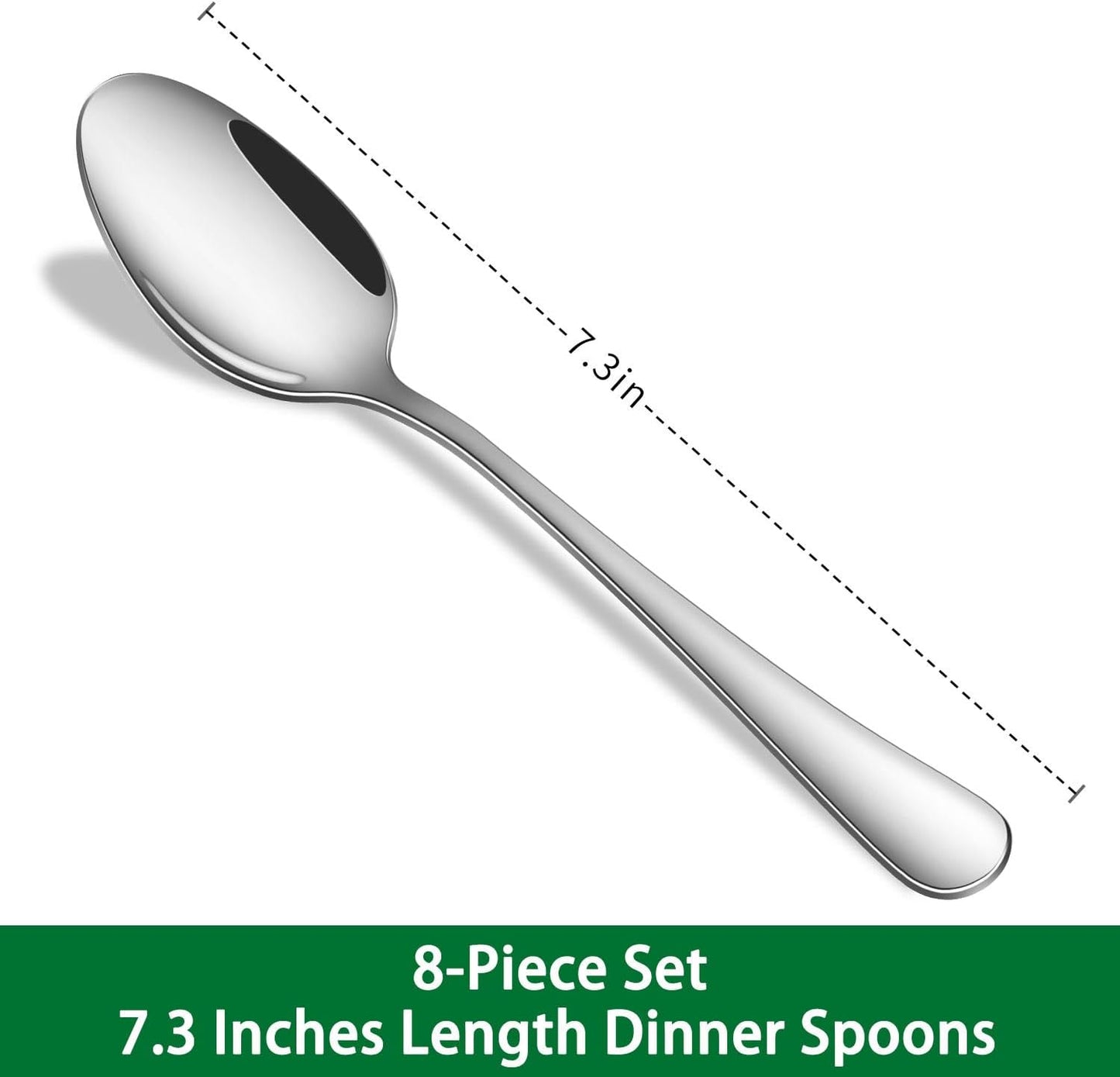 Dinner Spoon Set,8-Piece 7.3 Inch Soup Spoons,Premium Food Grade Stainless Steel Table Spoon,Durable l Tablespoon,Dishwasher Safe Silverware Spoons