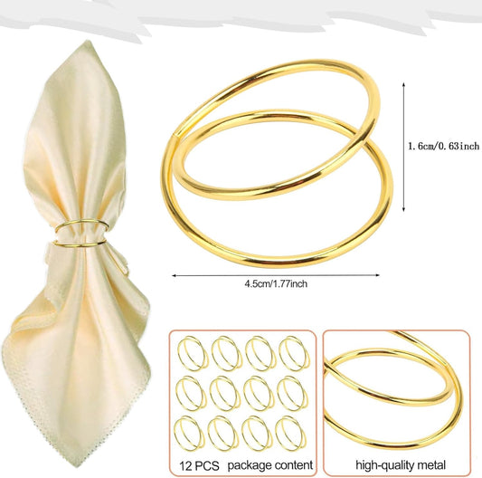 Gold Napkin Rings-12 PCS l Spiral Napkin Rings(Spiral) Napkin Holders Buckles for Family Dinner, Wedding, Party,Table Decorations