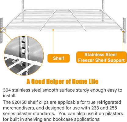 920158 Freezer Shelf Clip,Stainless Steel Shelf Clip for Refrigerator,Freezer Cooler Shelf Support,Replacement Shelf Square Buckles Clips (10)