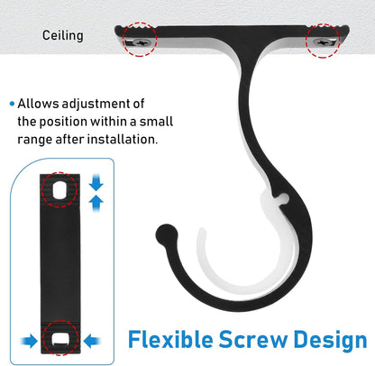 Ceiling Curtain Rod Bracket, 1 Inch Heavy Duty Curtain Rod Holders Brackets, 4 Pack Black Ceiling Hooks Hangers for Drapery Closet Pole