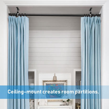 Ceiling Curtain Rod Bracket, 1 Inch Heavy Duty Curtain Rod Holders Brackets, 4 Pack Black Ceiling Hooks Hangers for Drapery Closet Pole