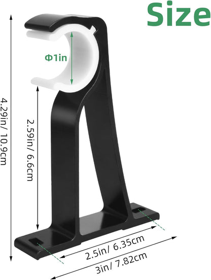 Curtain Rod Bracket, 4 Pack Heavy Duty Rods Holders Black Curtain Rod Hooks Brackets for Wall Single Drapery Rods Hangers Support Fit for 1 Inch Drape Pole