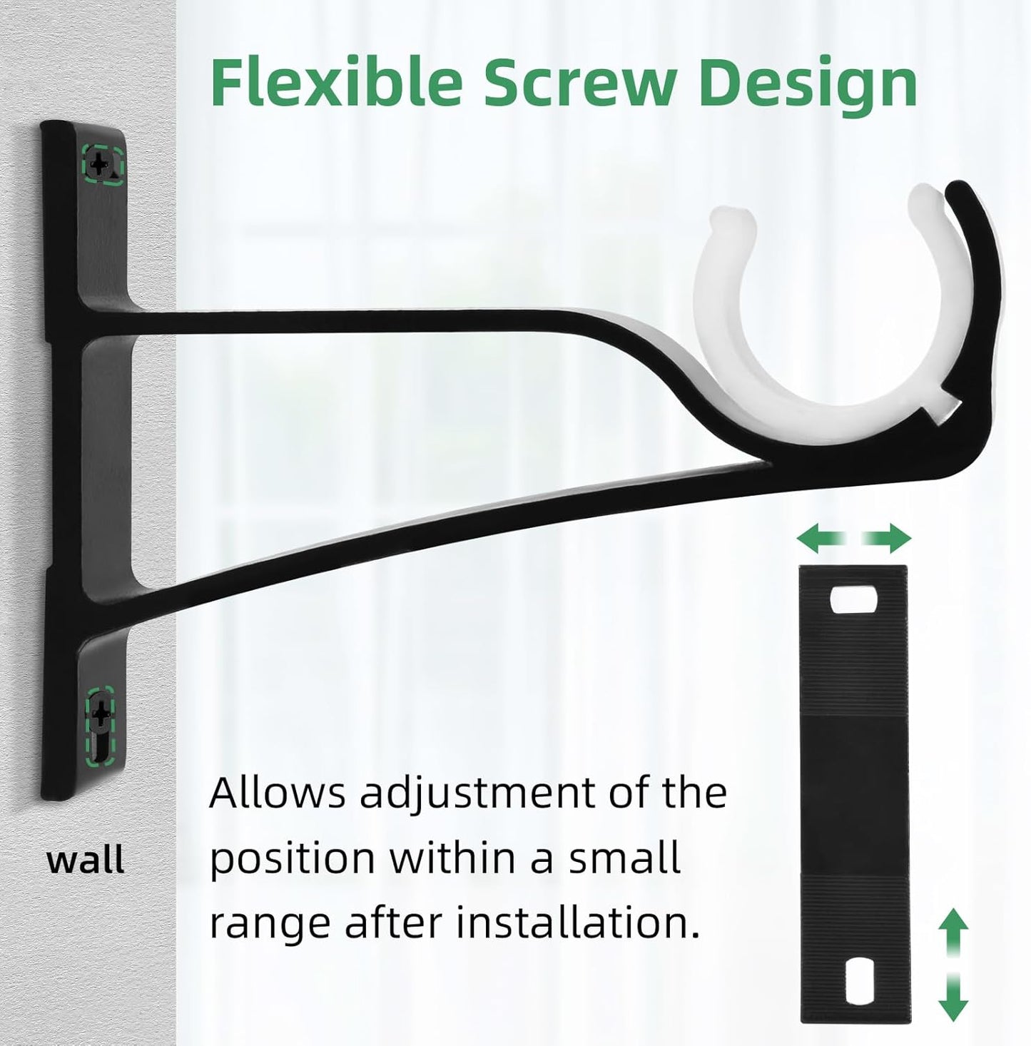 Curtain Rod Bracket, 4 Pack Heavy Duty Rods Holders Black Curtain Rod Hooks Brackets for Wall Single Drapery Rods Hangers Support Fit for 1 Inch Drape Pole