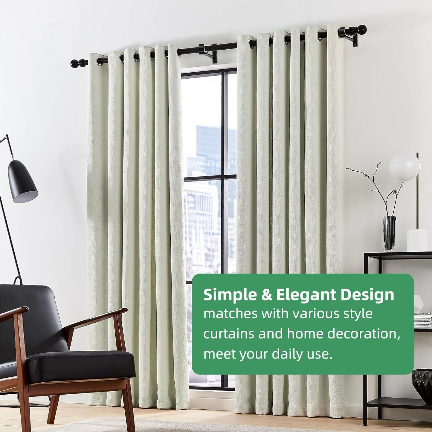 Curtain Rod Bracket, 4 Pack Heavy Duty Rods Holders Black Curtain Rod Hooks Brackets for Wall Single Drapery Rods Hangers Support Fit for 1 Inch Drape Pole