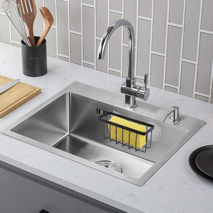 Sponge Holder for Kitchen Sink Suction,Stainless Steel Sponge Holder for Sponges, Scrubbers, Soap, Kitchen, Bathroom, Black