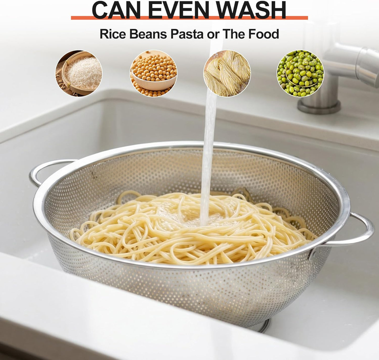 Colander Stainless Steel 3-Quart, Strainer for Kitchen Food, Dishwasher Safe