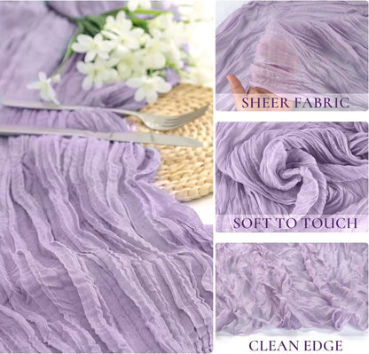 Lilac Purple Cheese Cloth Table Runner Easter Spring Boho Romantic 10ft Lavender Gauze Cheesecloth Table Runner for Baby Shower Decoration Wedding Bridal Shower Table Decor (35x120inch)