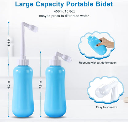 Portable Bidet Travel Large Capacity 450ml(15oz) Personal Toilet Handheld Blue