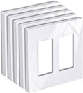 5 Pack 2-Gang Screwless Wall Plate, USWP6 Gloss Snow White Series, Decorator Outlet Cover, 11.91cm x 12.01cm, for Light Switch, Dimmer, GFCI, USB Receptacle