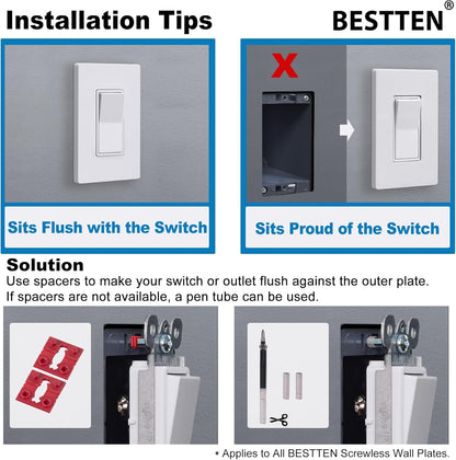 5 Pack 2-Gang Screwless Wall Plate, USWP6 Gloss Snow White Series, Decorator Outlet Cover, 11.91cm x 12.01cm, for Light Switch, Dimmer, GFCI, USB Receptacle