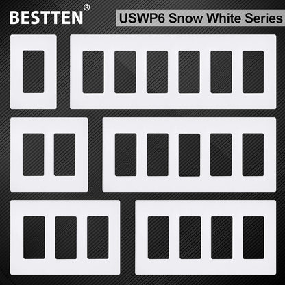5 Pack 2-Gang Screwless Wall Plate, USWP6 Gloss Snow White Series, Decorator Outlet Cover, 11.91cm x 12.01cm, for Light Switch, Dimmer, GFCI, USB Receptacle