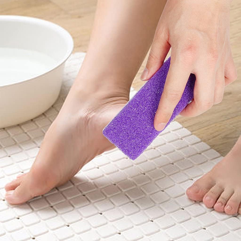 Foot Pumice Stone 4 Packs Set Double Sided Callus Remover Hard Skin and Dead Skin Scrubber Pedicure Tools for Foot Caring-Purple